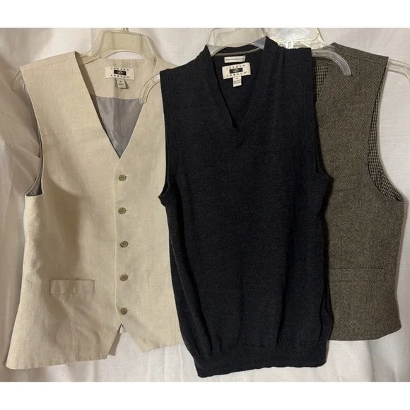 Lot Of 3 Joseph AbboudVests Linen Blend Wool Blend Merino Wool Sweater SMALL
